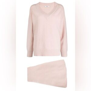 NWT b+ab Knitted Pink Alpaca Wool-Blend Two-Piece Matching Set XS